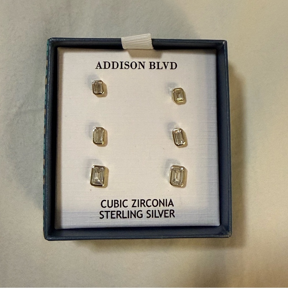 🆕 Addison Blvd Sterling Silver Cubic Zirconia Earrings